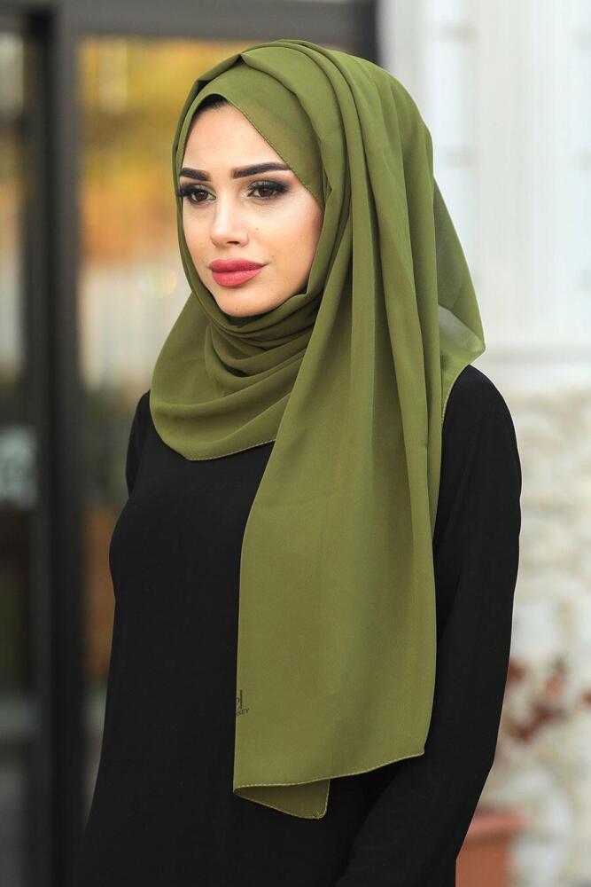 Neva Style - Oıl Green Shawl 7475YY - 1