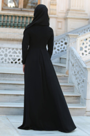 Neva Style - Siyah Elbise - Thumbnail