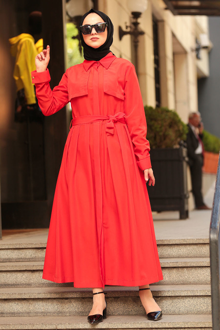 Neva Style - Orange Hijab Coat 4026T