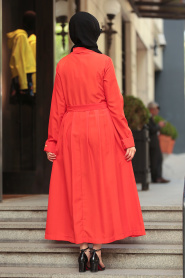 Neva Style - Orange Hijab Coat 4026T - Thumbnail
