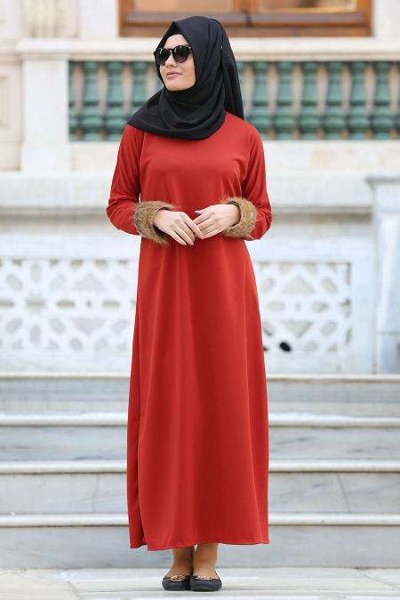 Neva Style - Orange Hijab Dress 22210T