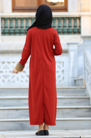 Neva Style - Orange Hijab Dress 22210T - Thumbnail