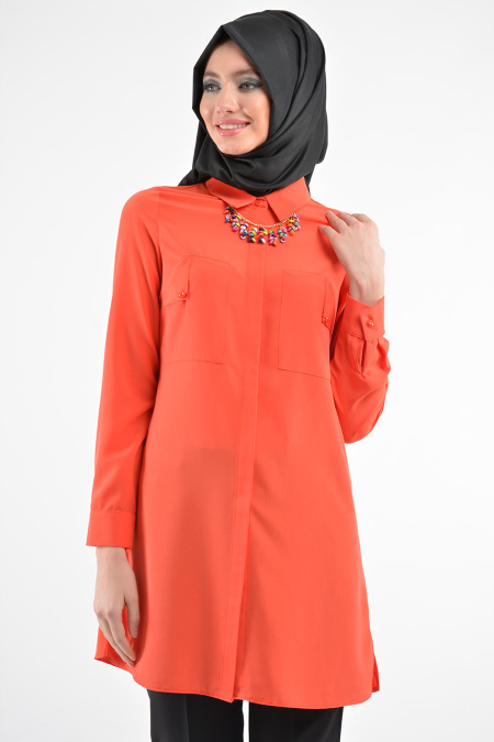 Neva Style - Orange Hijab Tunic 3019T