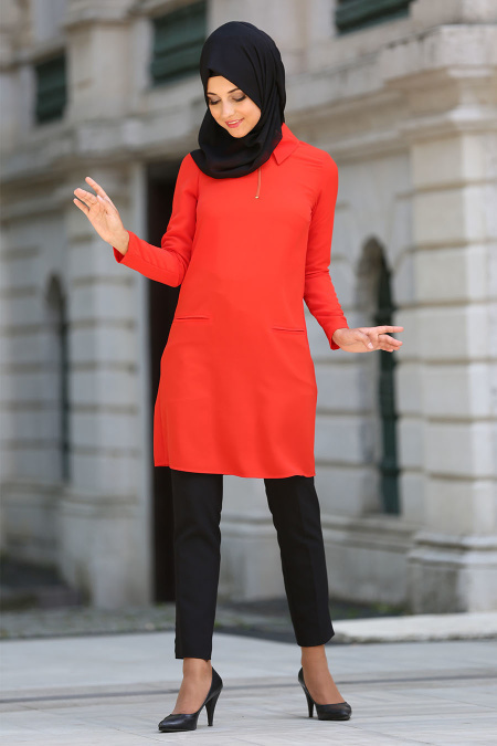 Neva Style - Orange Hijab Tunic 5033T