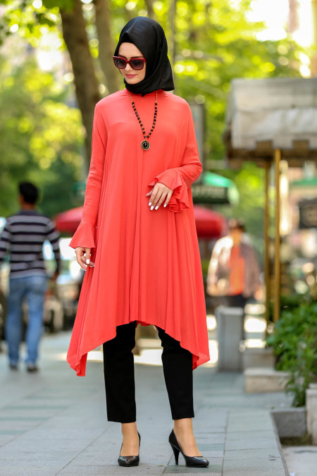 Neva Style - Orange Hijab Tunic 6190T