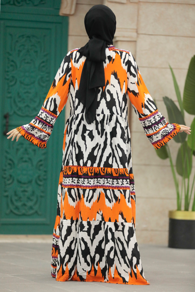 Orange Hijab Turkish Dress 5037T - 5