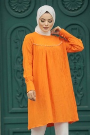 Neva Style - Orange Islamic Clothing Tunic 614T - Thumbnail
