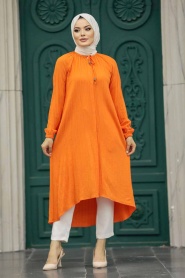 Neva Style - Orange Muslim Tunic 4441T - Thumbnail