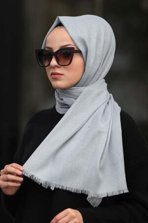 Neva Style - Pamuklu Simli Gümüş Şal 7483GMS - 1