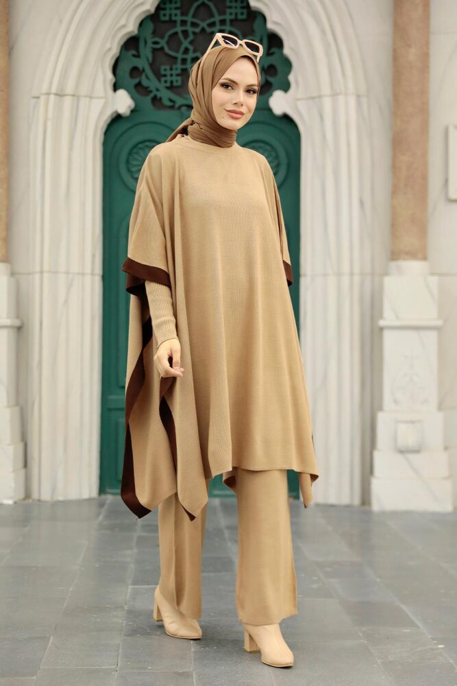 Neva Style - Pançolu Bisküvi Tesettür Triko Üçlü Takım 33850BS - 1