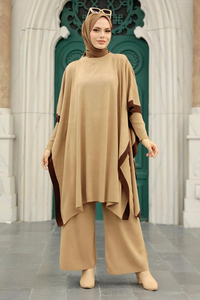 Neva Style - Pançolu Bisküvi Tesettür Triko Üçlü Takım 33850BS - 4