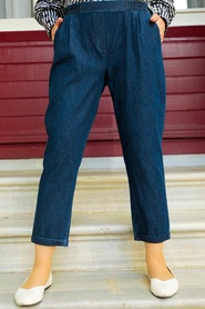 Neva Style - Pantalon Hijab Bleu Marine Poches 10331L - Thumbnail