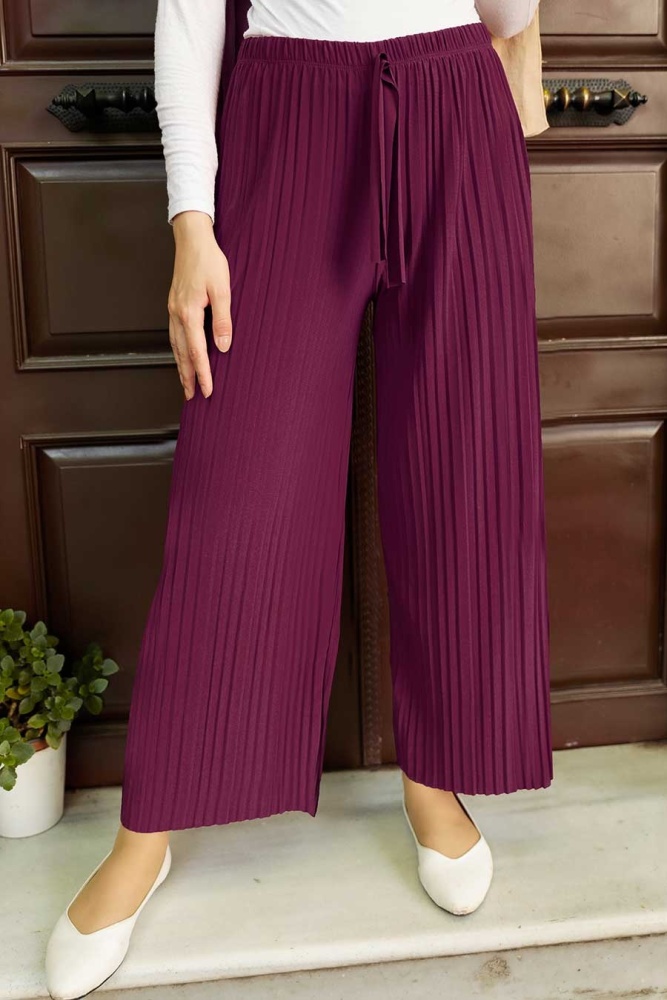 Neva Style - Pantalon Hijab Plissé Prune Sandy 7853MU - 1