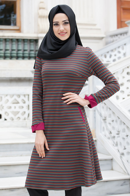 Neva Style - Pattered Hijab Tunic 6236-01DSN