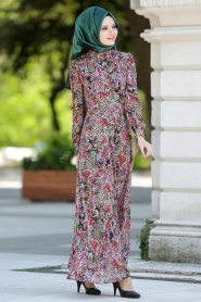 Neva Style - Pattern Hijab Dress 7032-13DSN - Thumbnail