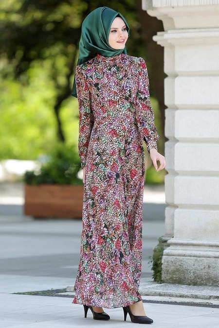 Neva Style - Pattern Hijab Dress 7032-13DSN