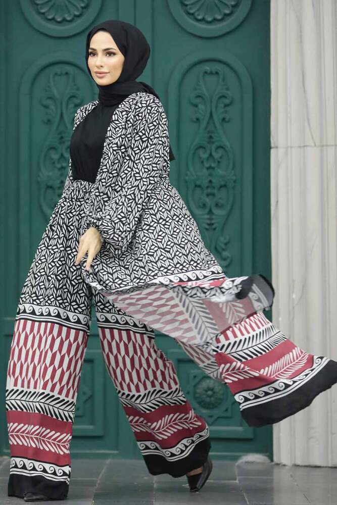 Patterned Hijab For Women Dual Suit 50042DSN19 - 1