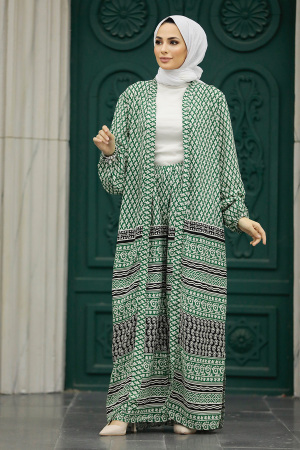 Neva Style - Patterned Hijab For Women Dual Suit 50042DSN8 - Thumbnail