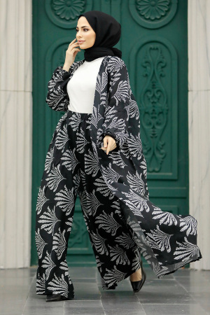 Patterned Hijab For Women Dual Suit 50042DSN9 - 1
