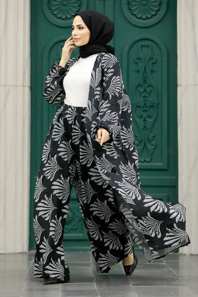 Patterned Hijab For Women Dual Suit 50042DSN9 - 1