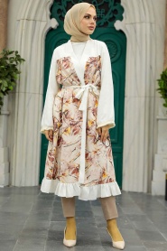 Neva Style - Patterned Hijab Kimono 86510DSN - Thumbnail