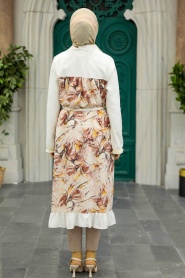 Neva Style - Patterned Hijab Kimono 86510DSN - Thumbnail