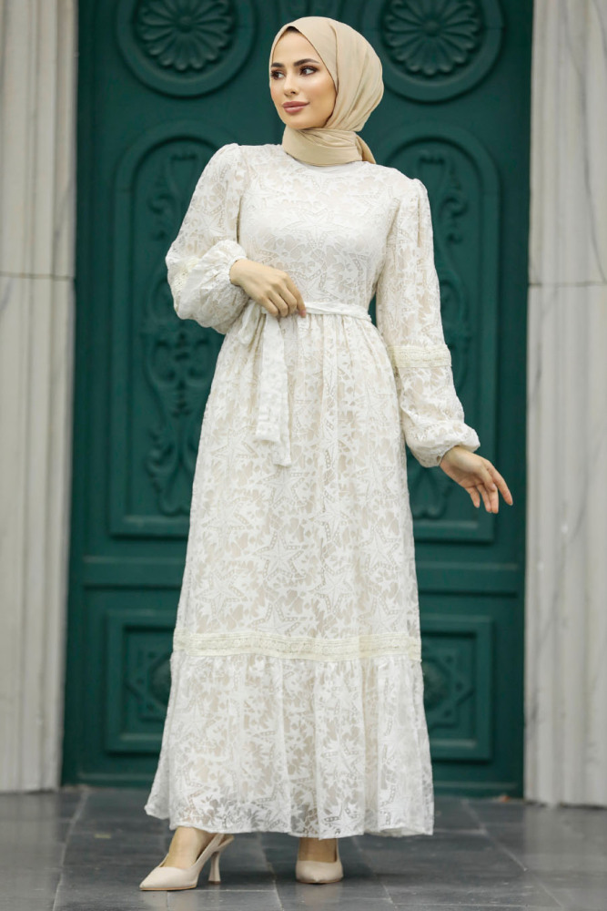 Patterned Hijab Turkish Dress 1348DSN1 - 1