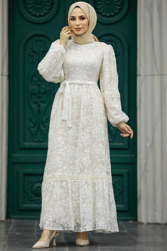 Patterned Hijab Turkish Dress 1348DSN1 - 2