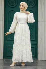 Neva Style - Patterned Hijab Turkish Dress 1348DSN1 - Thumbnail