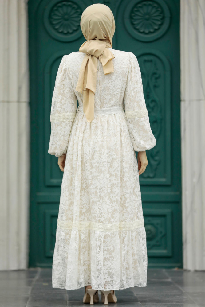 Patterned Hijab Turkish Dress 1348DSN1 - 4