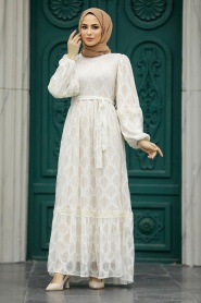 Neva Style - Patterned Hijab Turkish Dress 1348DSN2 - Thumbnail