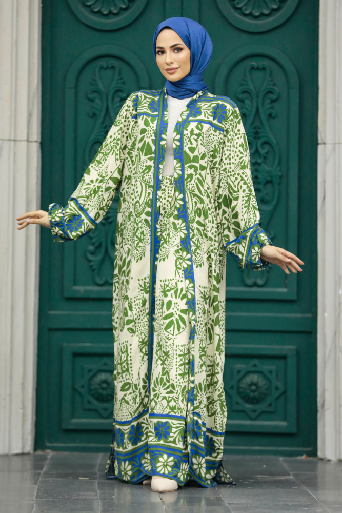 Patterned Khaki Hijab For Women Dual Suit 50047HK - 2