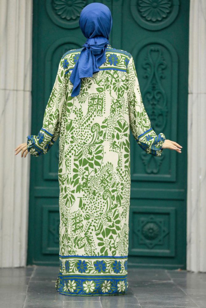 Patterned Khaki Hijab For Women Dual Suit 50047HK - 6