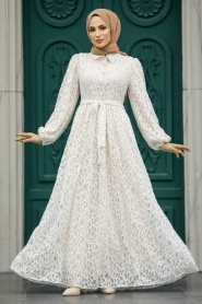 Neva Style - Patterned Long Muslim Dress 11078DSN - Thumbnail