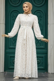 Neva Style - Patterned Long Muslim Dress 11078DSN - Thumbnail