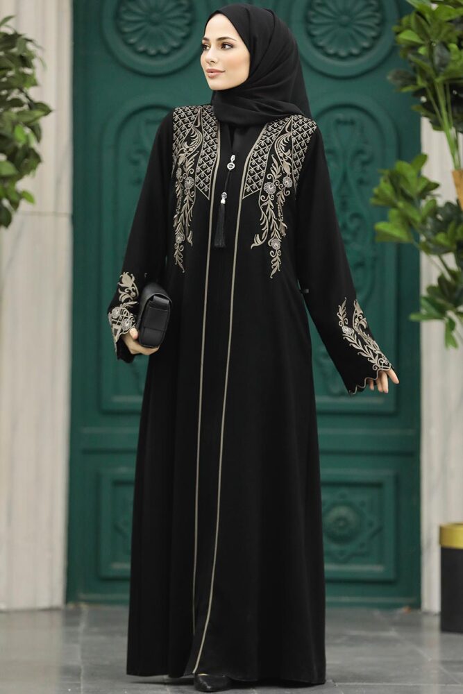 Patterned Plus Size Abaya 41565DSN - 1