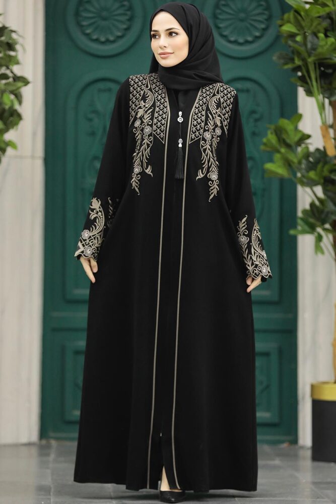 Patterned Plus Size Abaya 41565DSN - 2