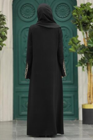 Neva Style - Patterned Plus Size Abaya 41565DSN - Thumbnail