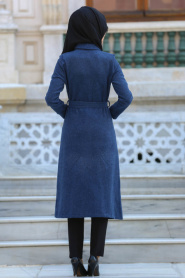 Neva Style - Petrol Blue Hijab Coat 2161PM - Thumbnail