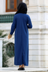 Neva Style - Petrol Blue Hijab Dress 22210PM - Thumbnail