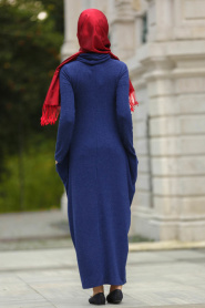 Neva Style - Petrol Blue Hijab Dress 3106PM - Thumbnail