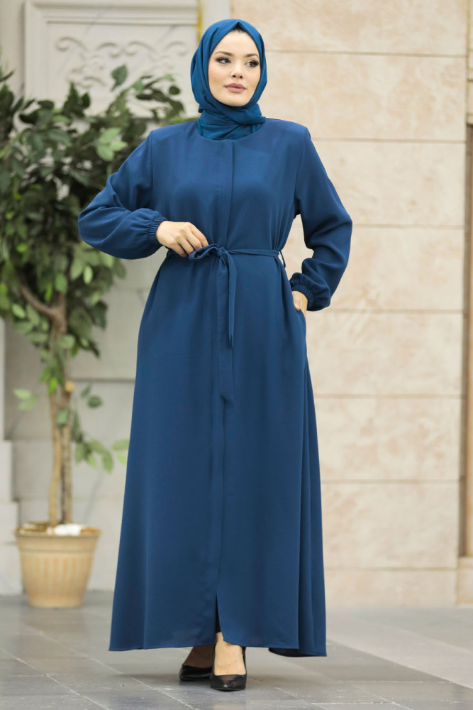 Petrol Blue Hijab For Women Turkish Abaya 62534PM - 2