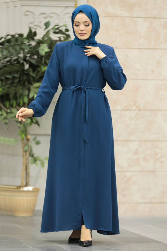 Petrol Blue Hijab For Women Turkish Abaya 62534PM - 1
