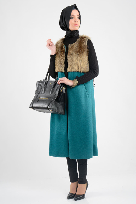 Neva Style - Petrol Blue Hijab Tunic 6241PM