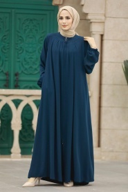 Neva Style - Petrol Blue Plus Size Turkish Abaya 62316PM - Thumbnail
