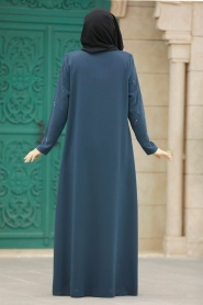 Neva Style - Petrol Blue Plus Size Turkish Abaya 625PM - Thumbnail