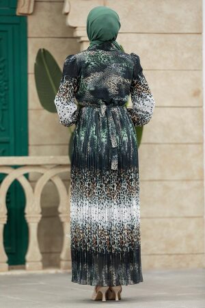 Petrol Green Hijab Dress 3878PY - 3