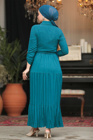 Petrol Green Long Sleeve Dress 40971PY - 3