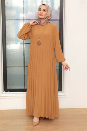 Neva Style - Pileli Bisküvi Tesettür Elbise 30280BS - 1
