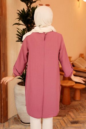 Neva Style - Pileli Gül Kurusu Tesettür Tunik 40502GK - 4